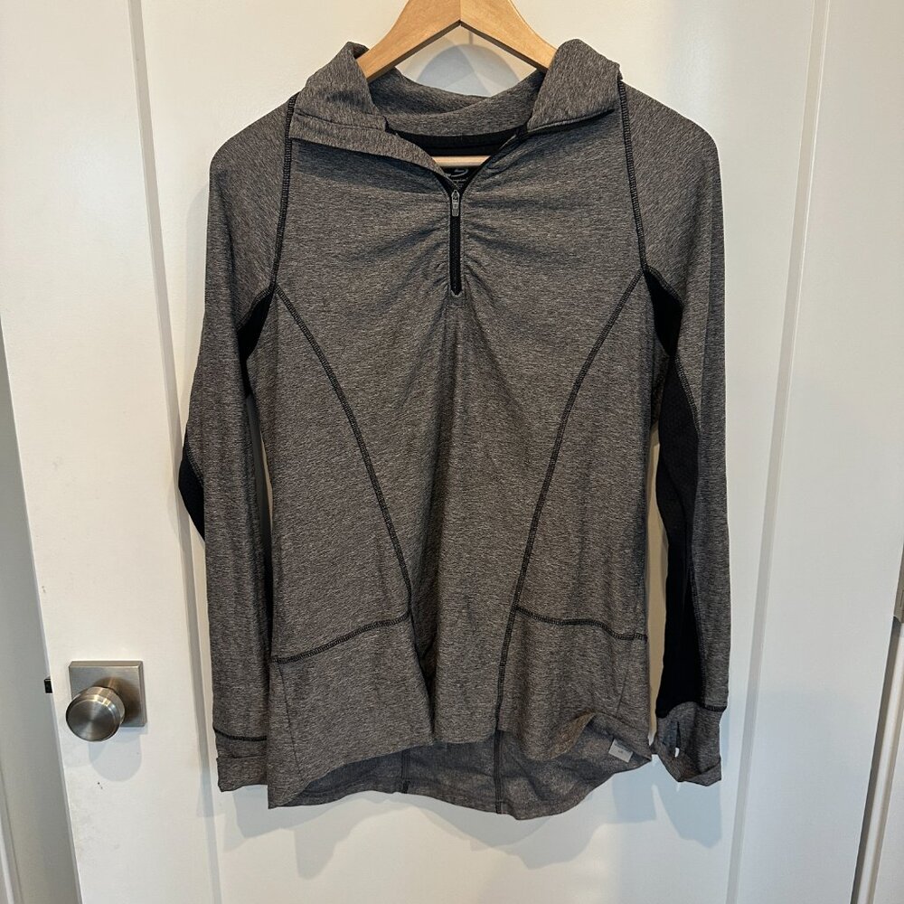 Champion woman's semi fitted gray long sleeve athletic shirt - size large